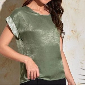 WHITE ROLL UP SLEEVE BLOUSE main image 1
